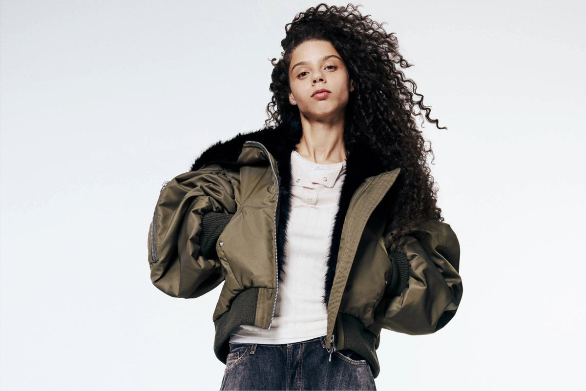 A model wears Simone Rocha bomber jacket