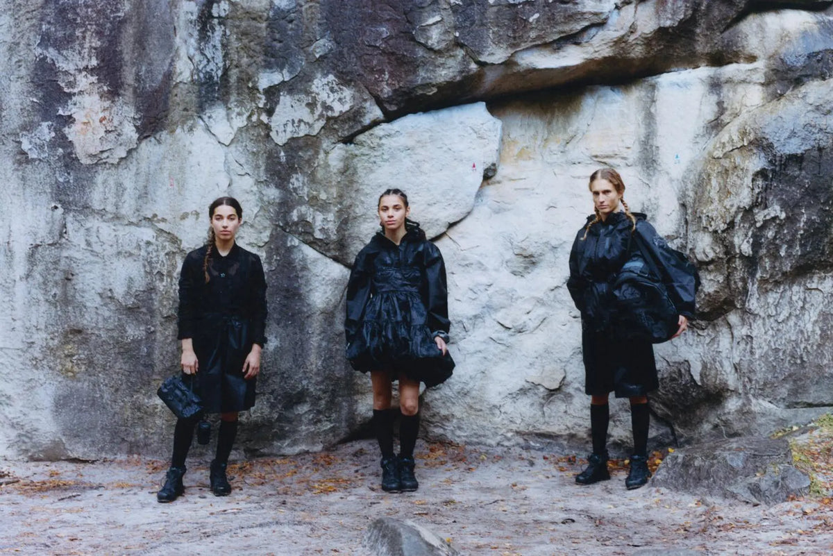 Photoshoot displaying outdoor clothing from Cecilie Bahnsen’s debut collaboration with outdoor experts The North Face