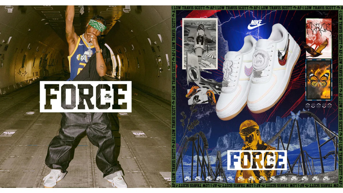Travis Scott AF1 collage-style poster.