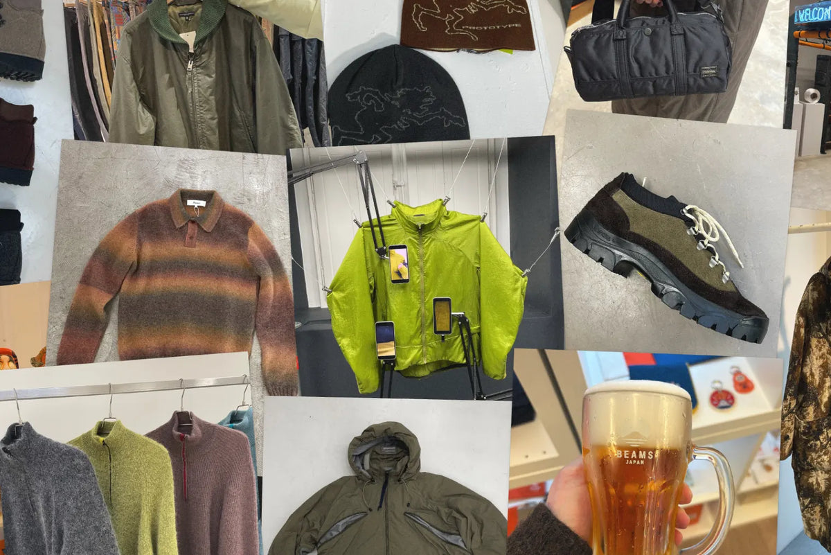 A collage of clothing and footwear pieces from END.’s Paris Fashion Week AW25 showroom highlights.