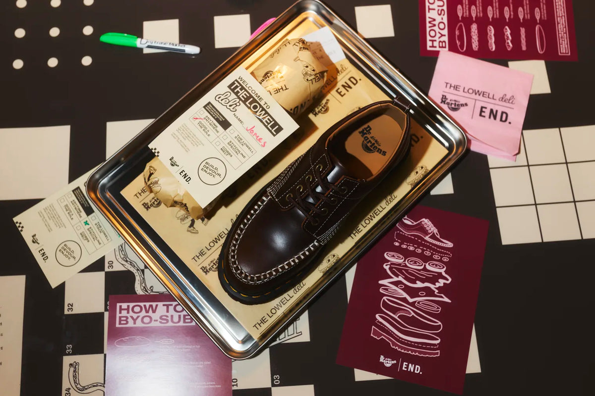 Dr. Martens shoes Lowell at Badabing sandwich shop
