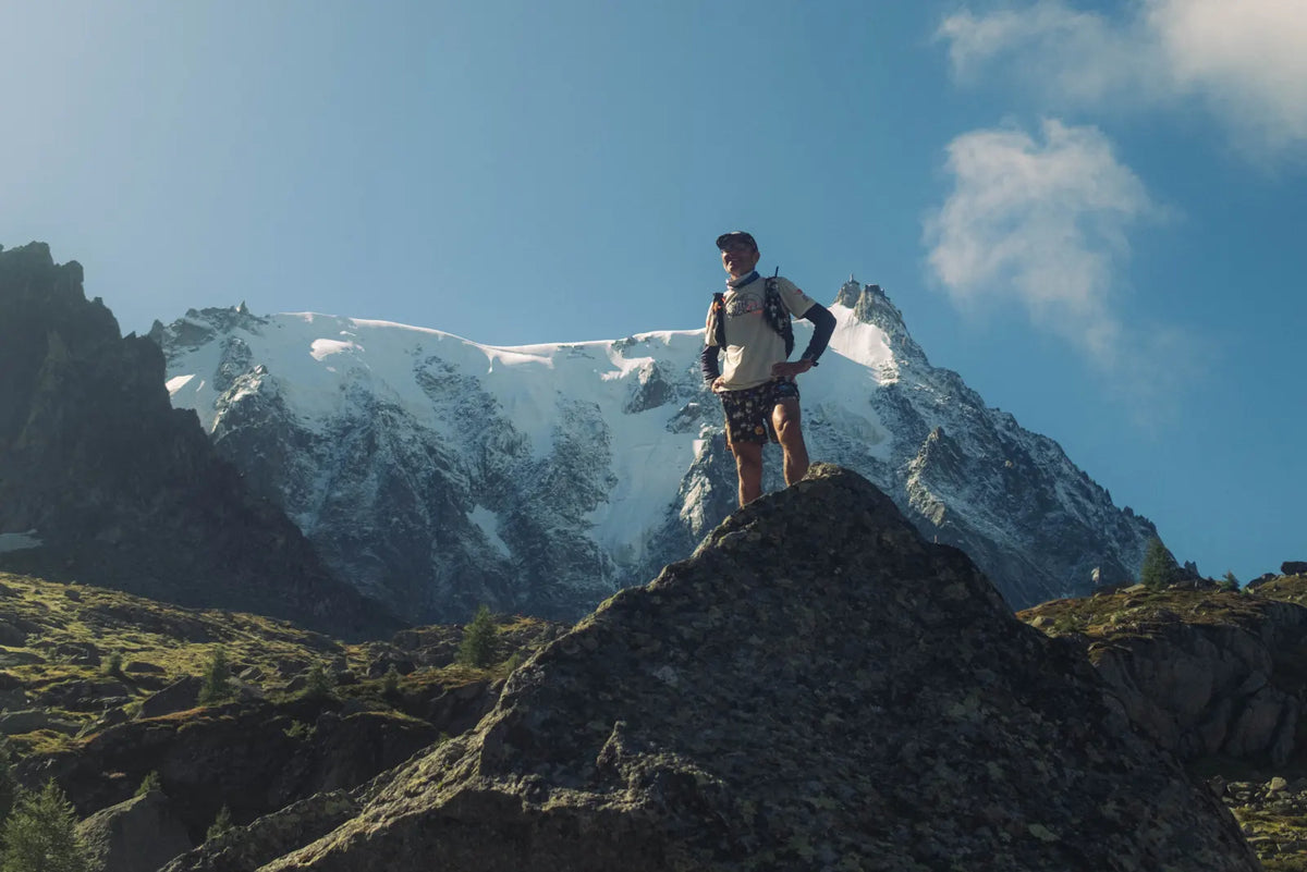 A man standing in the Alps.