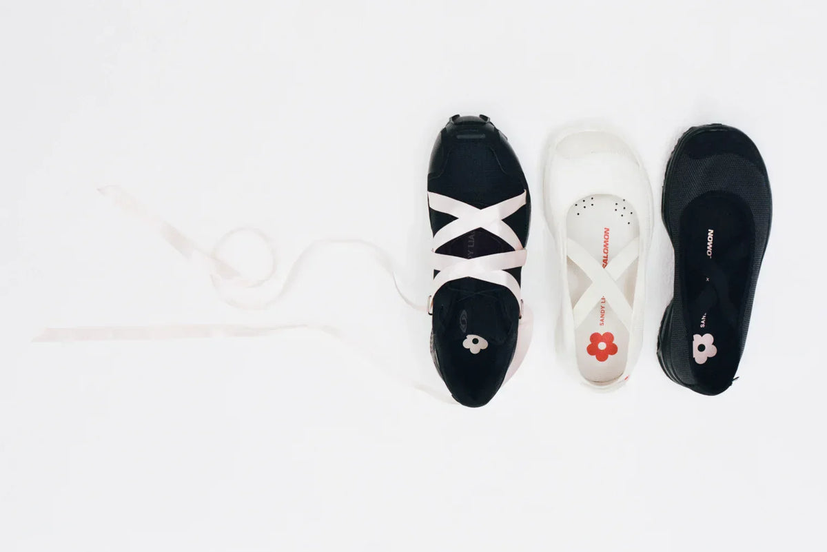 The Salomon x Sandy Liang collaboration footwear.