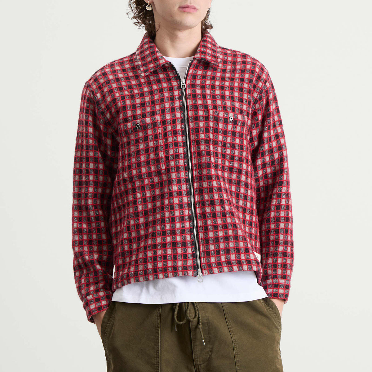 Brain Dead Check Mate Flannel Zip Shirt