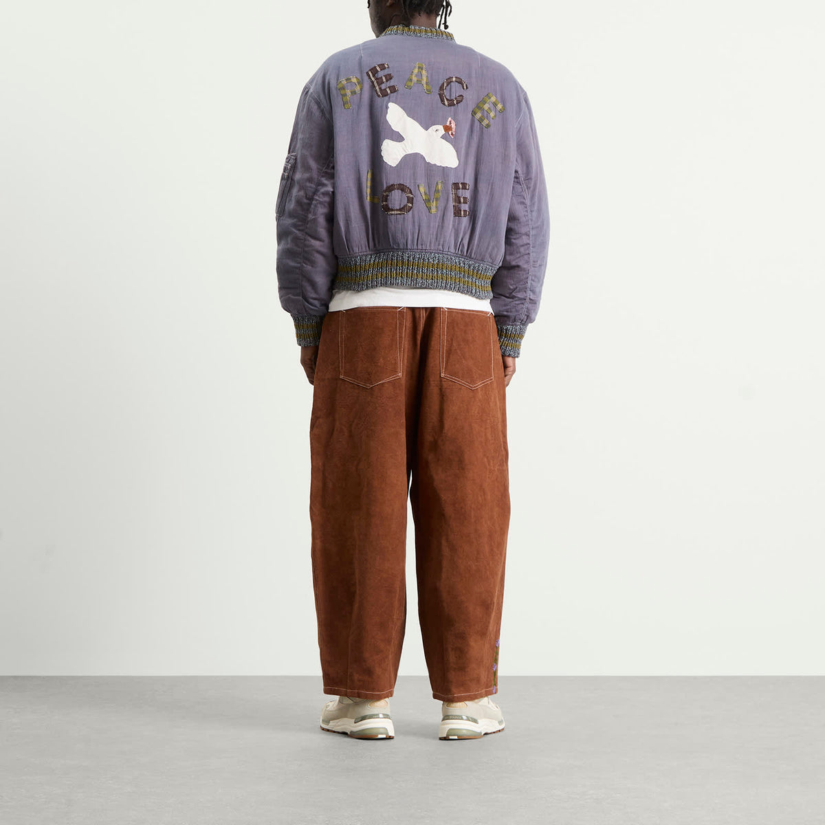 Story mfg. Hand Applique Purple Peace Seed Bomber
