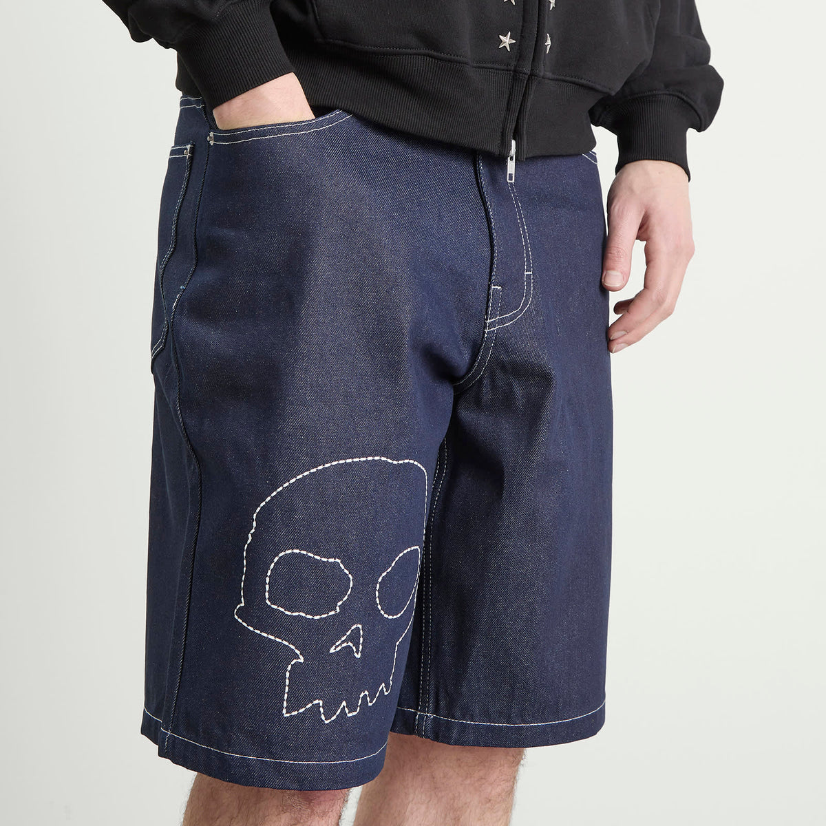 Pleasures x Zero Skull Denim Shorts