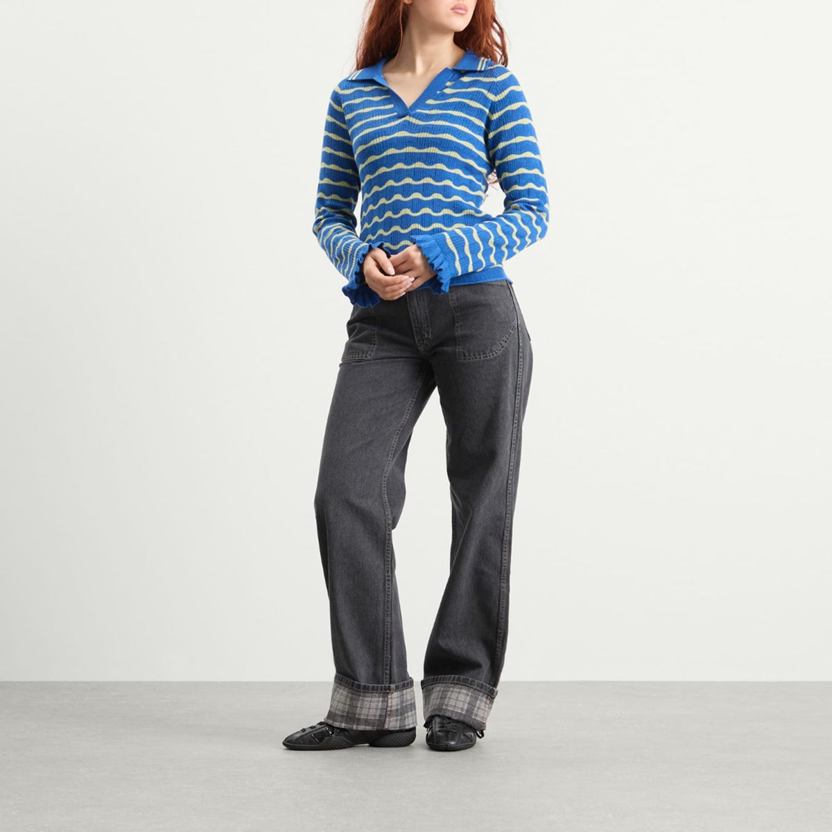 Damson Madder Silvia Cotton Merino Blend Polo Jumper