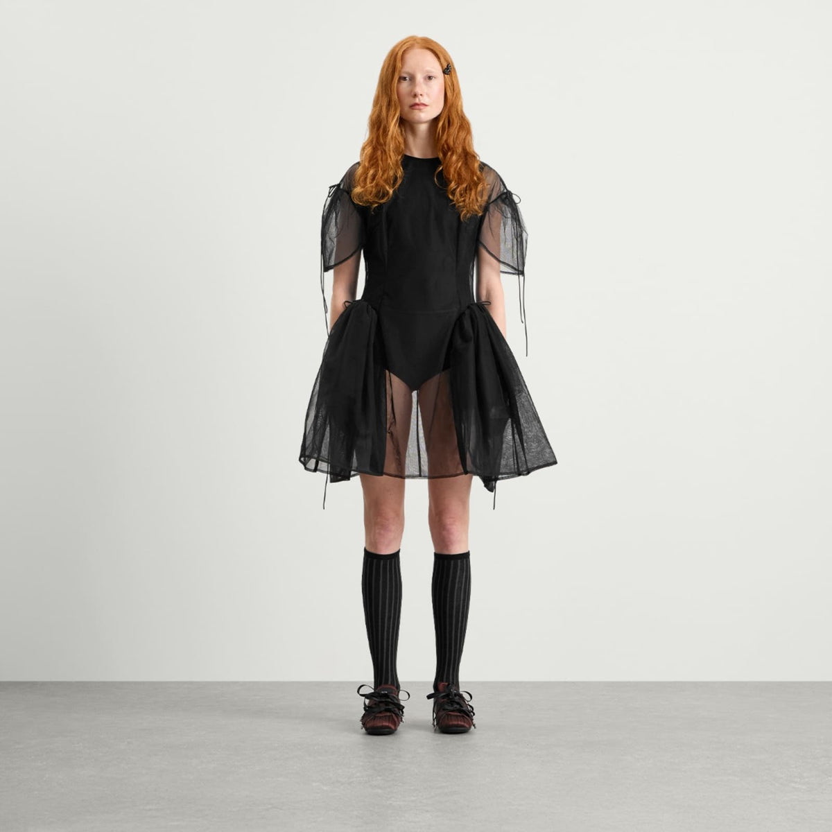Simone Rocha Mini Puff Sleeve Cord Hip Dress