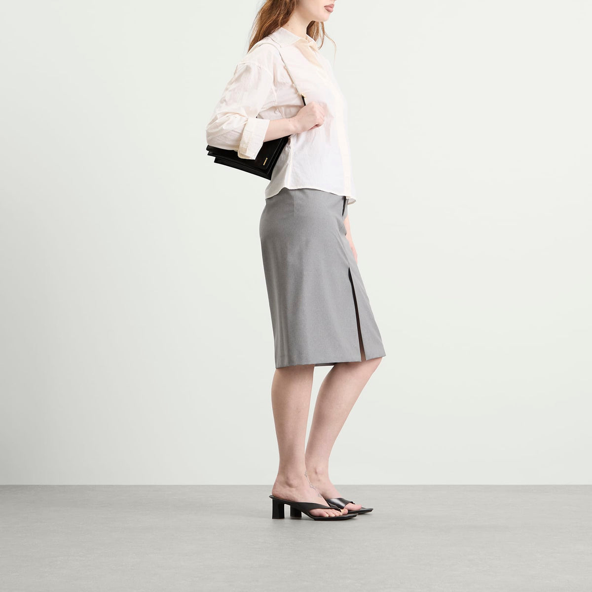 Jil Sander File SM Leather Shoulder Bag