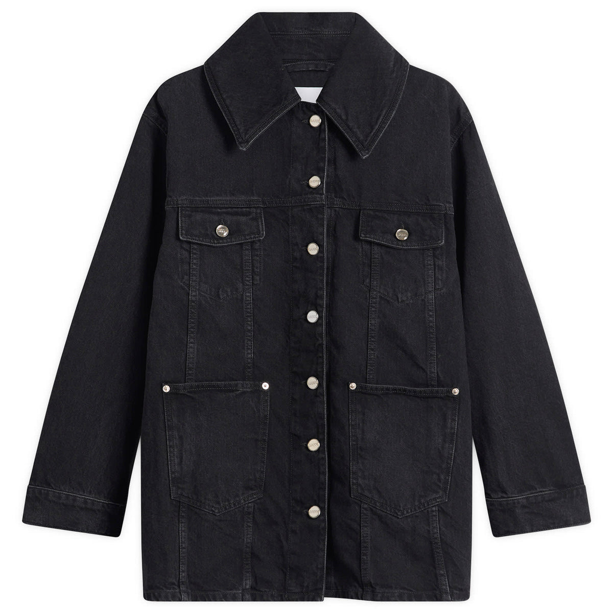 GANNI Rigid Denim Midi Jacket