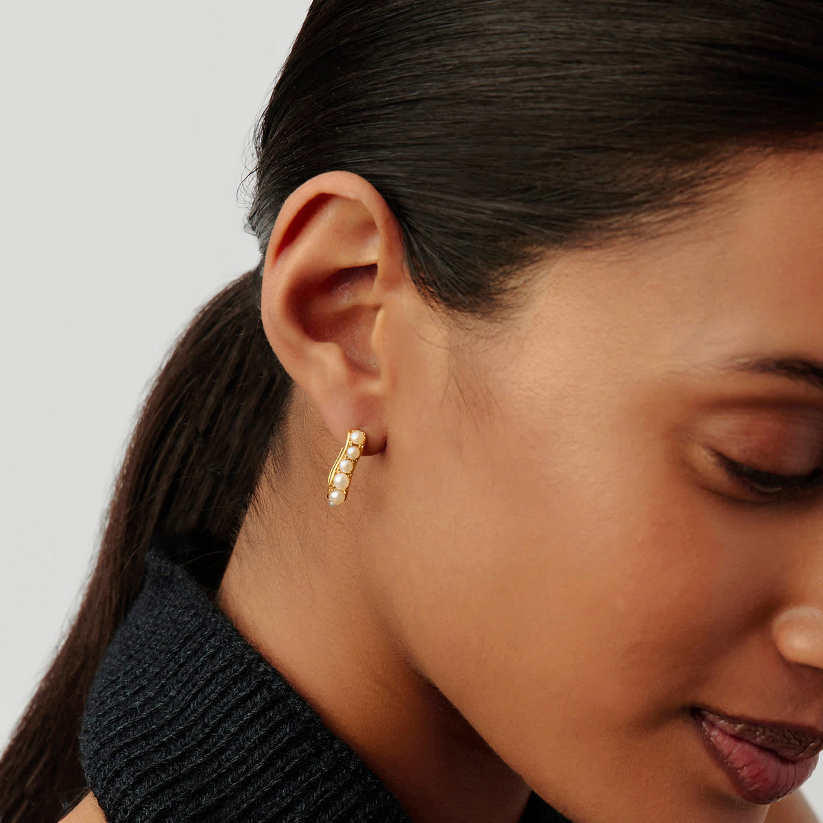Missoma Pearl Wave Small Hoop Earrings