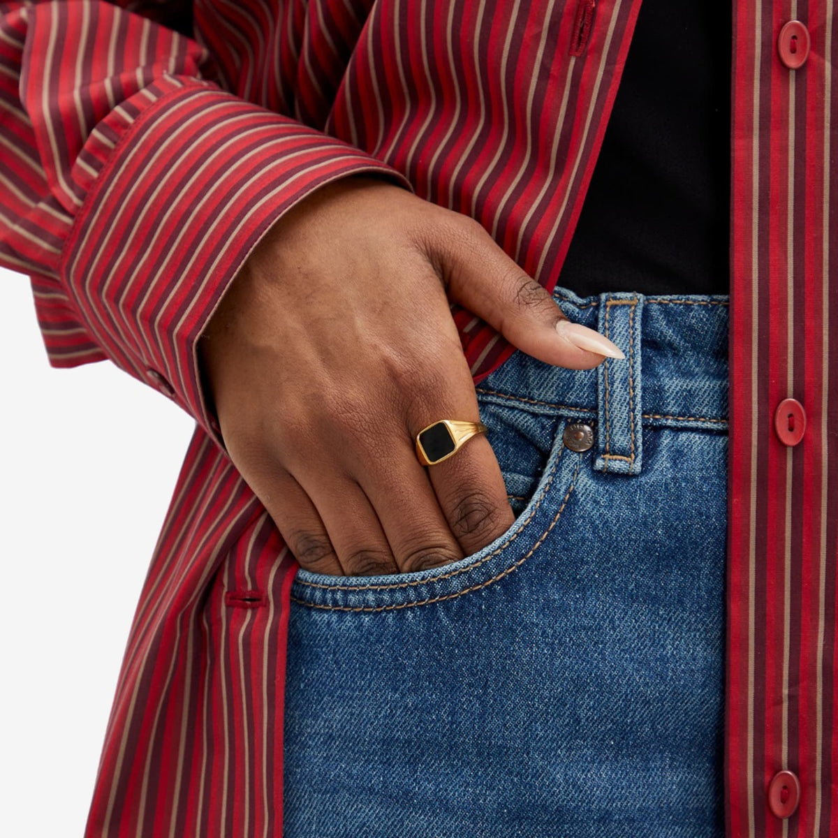 Missoma x Lucy Williams Black Spinel Gemstone Signet Ring