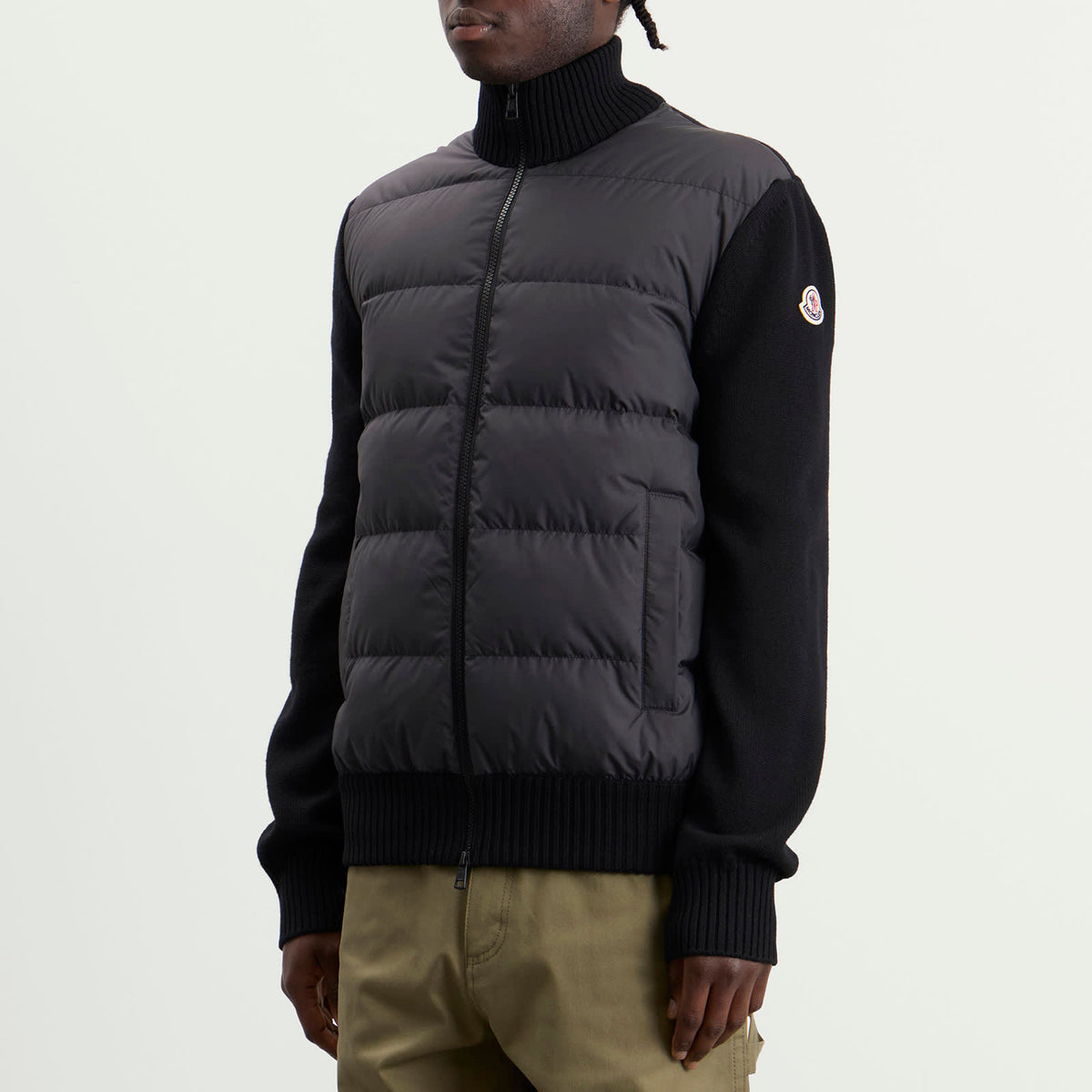 Moncler Hybrid Padded Front Wool Zip Jacket