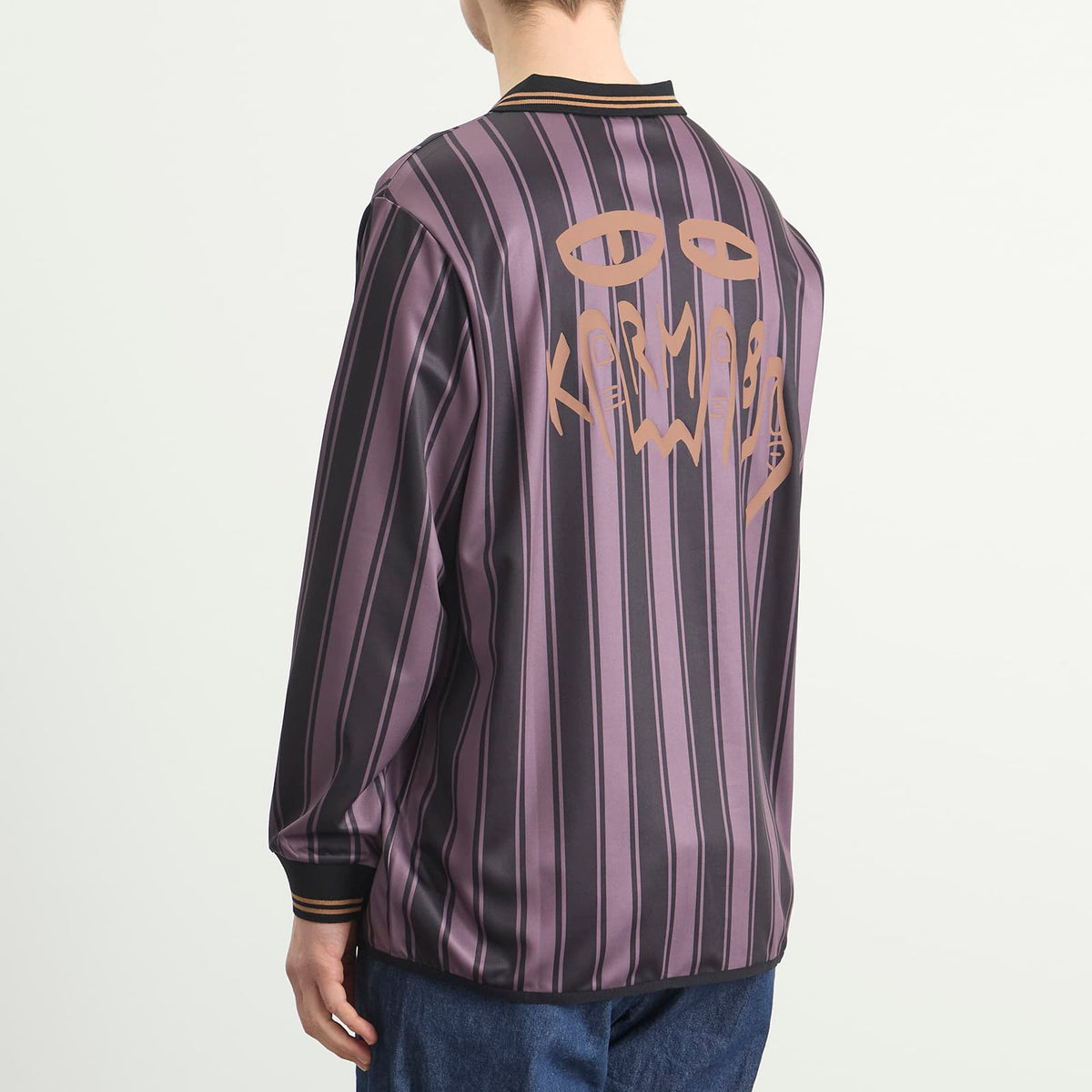 Karma8a Stripe Long Sleeve Polo T-Shirt