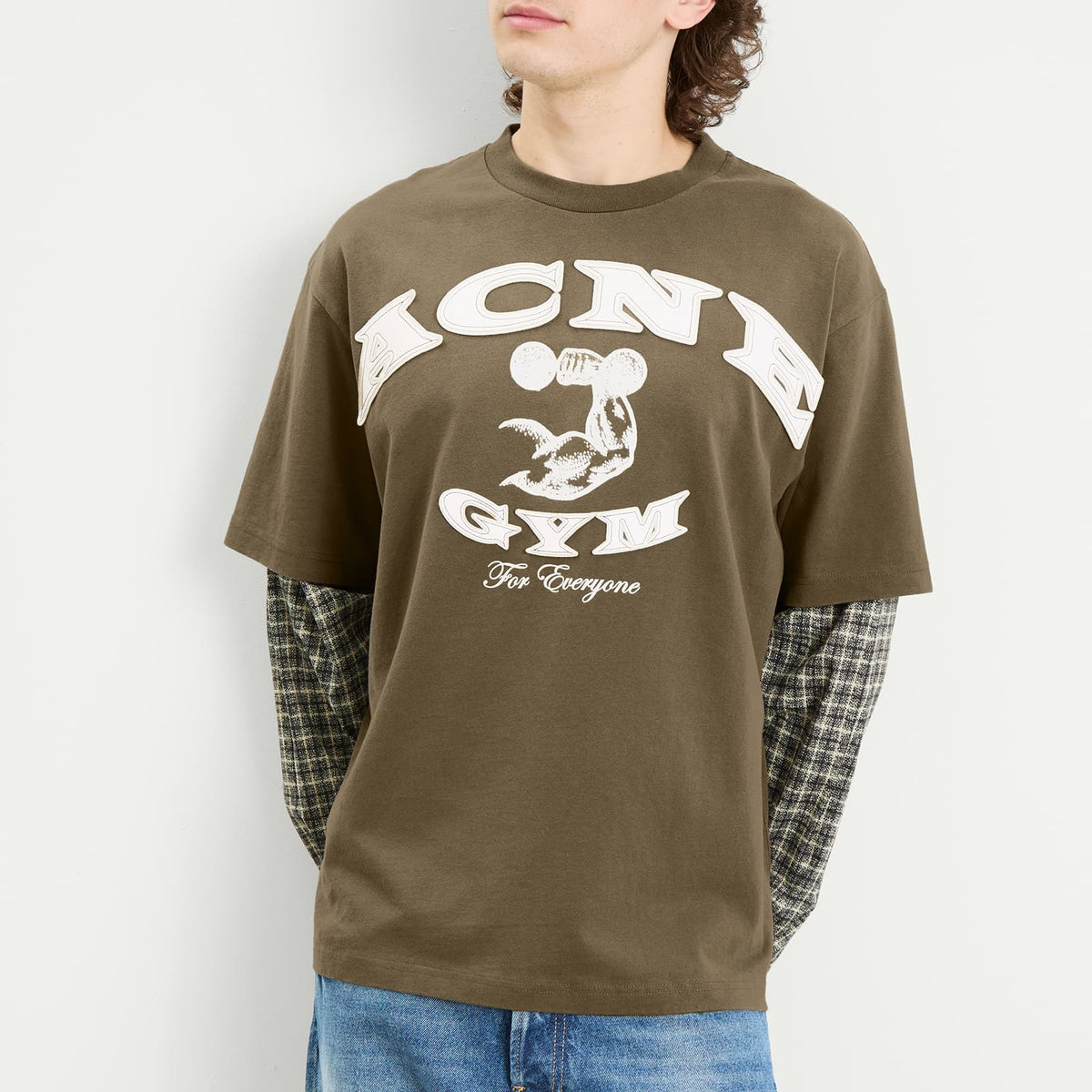 Acne Studios Exford U Long Sleeve Gym Bro Check Layered Tee