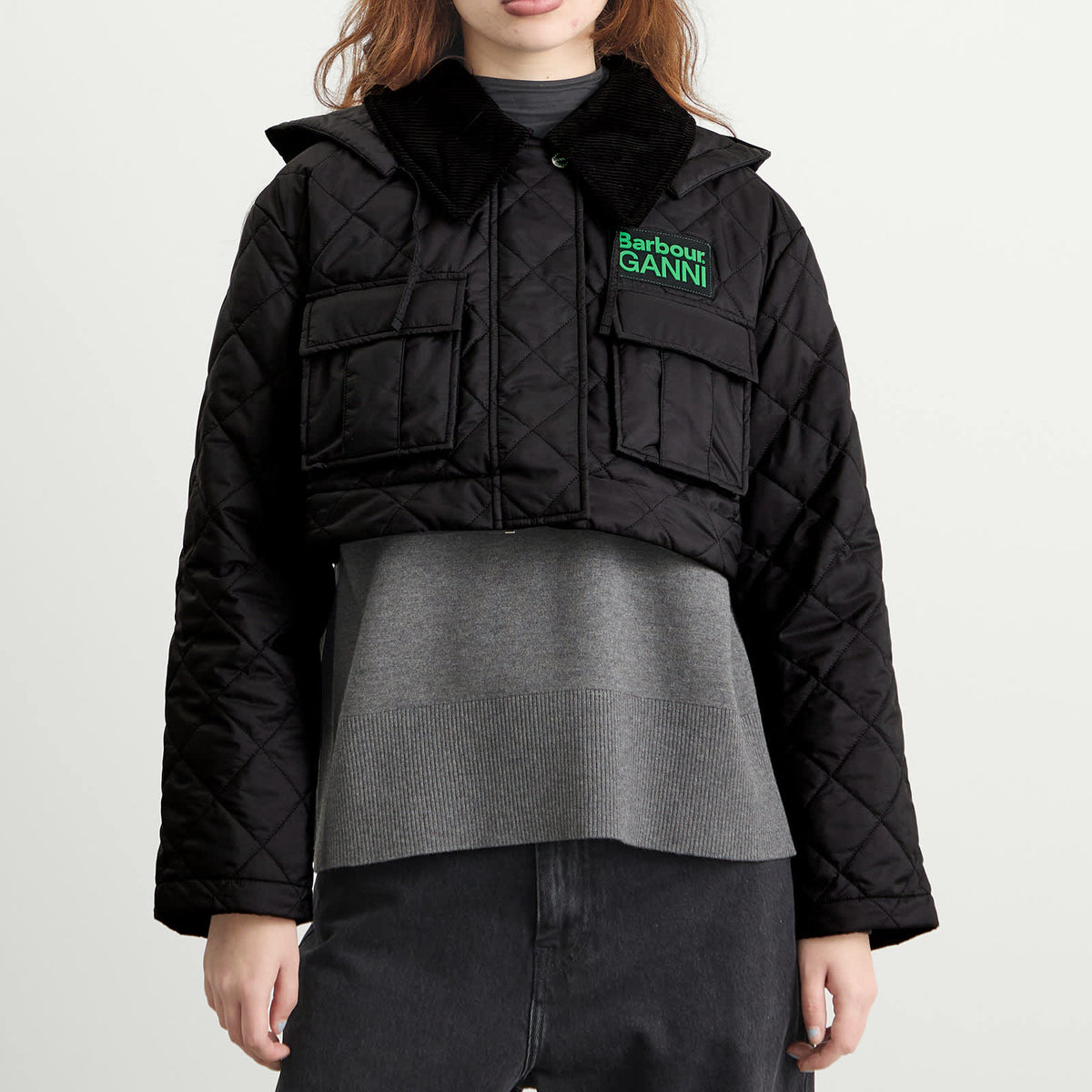 Barbour x GANNI Peplum Zip Off Quilted Jacket