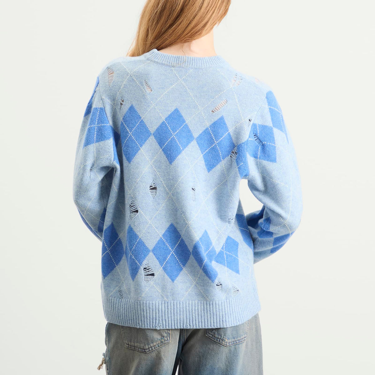 Charles Jeffrey Loverboy Distressed Argyle Jumper