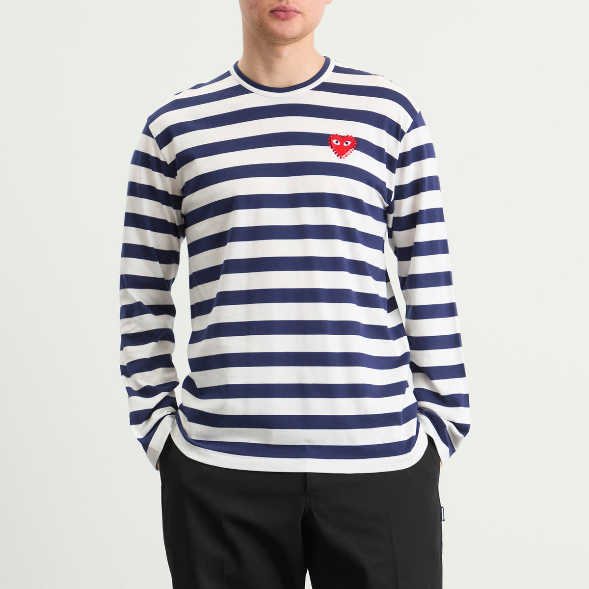 Comme des Garçons Play Studded Heart Long Sleeve T-Shirt