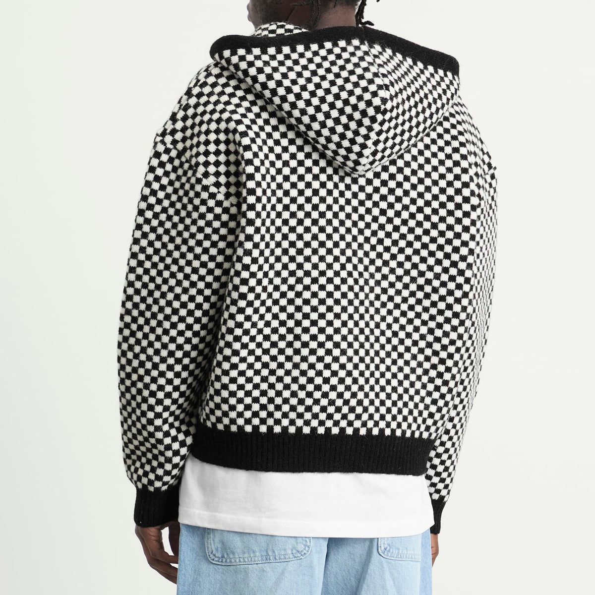 ANNIE HOOD Checked Knitted Jacket