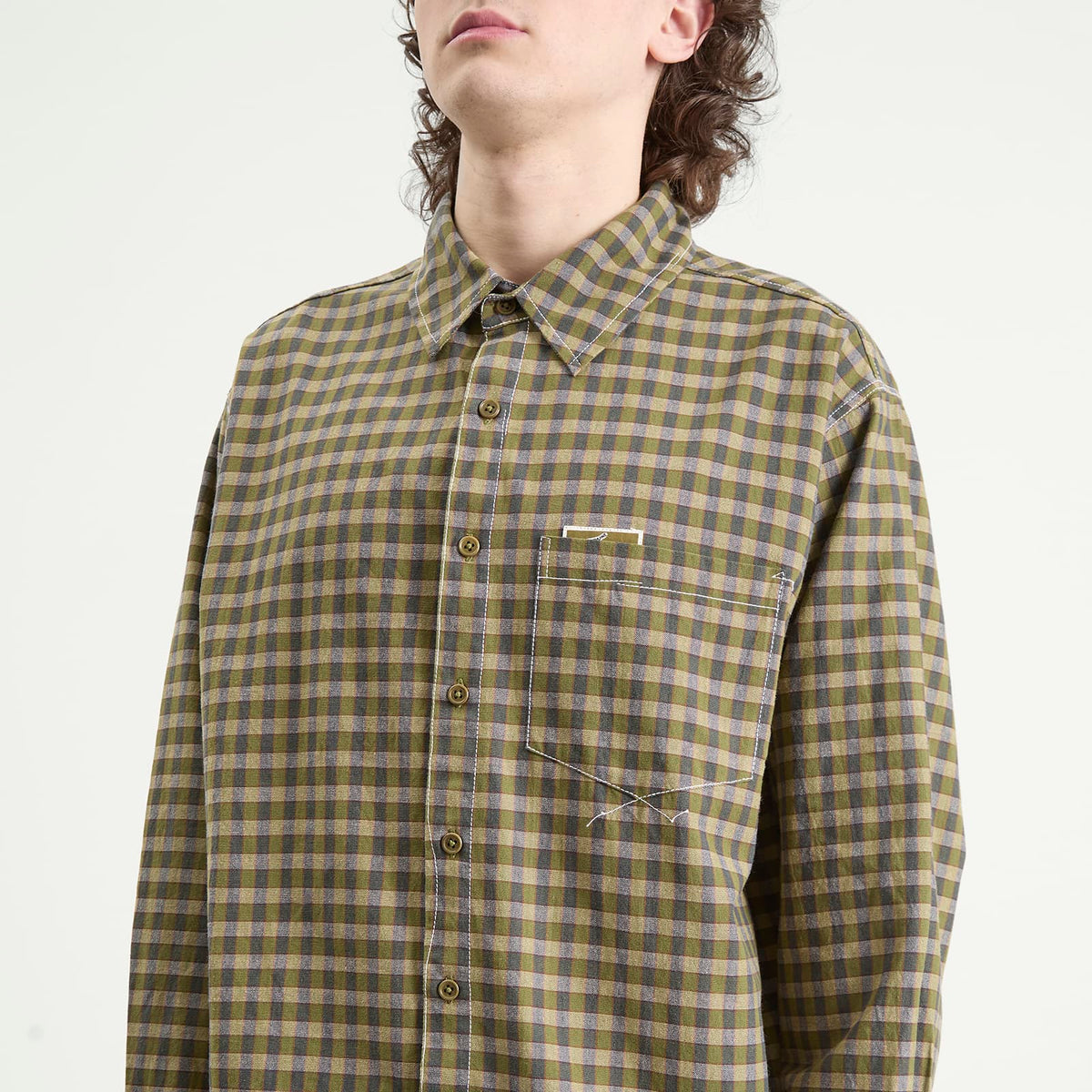 Story mfg. Hand Woven Coach Check Wonky-Wear Bracken Shirt