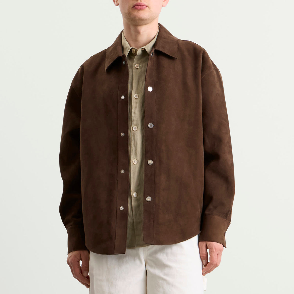 AMI Paris Suede Buttoned Overshirt