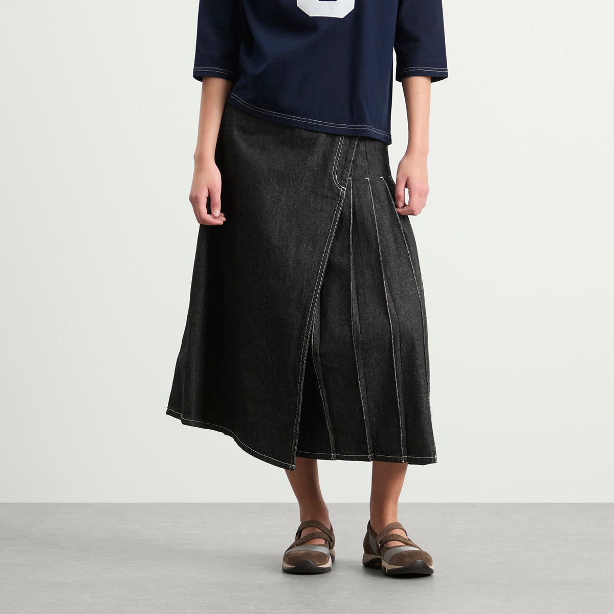 Beams Boy Wraped Pleated Skirt