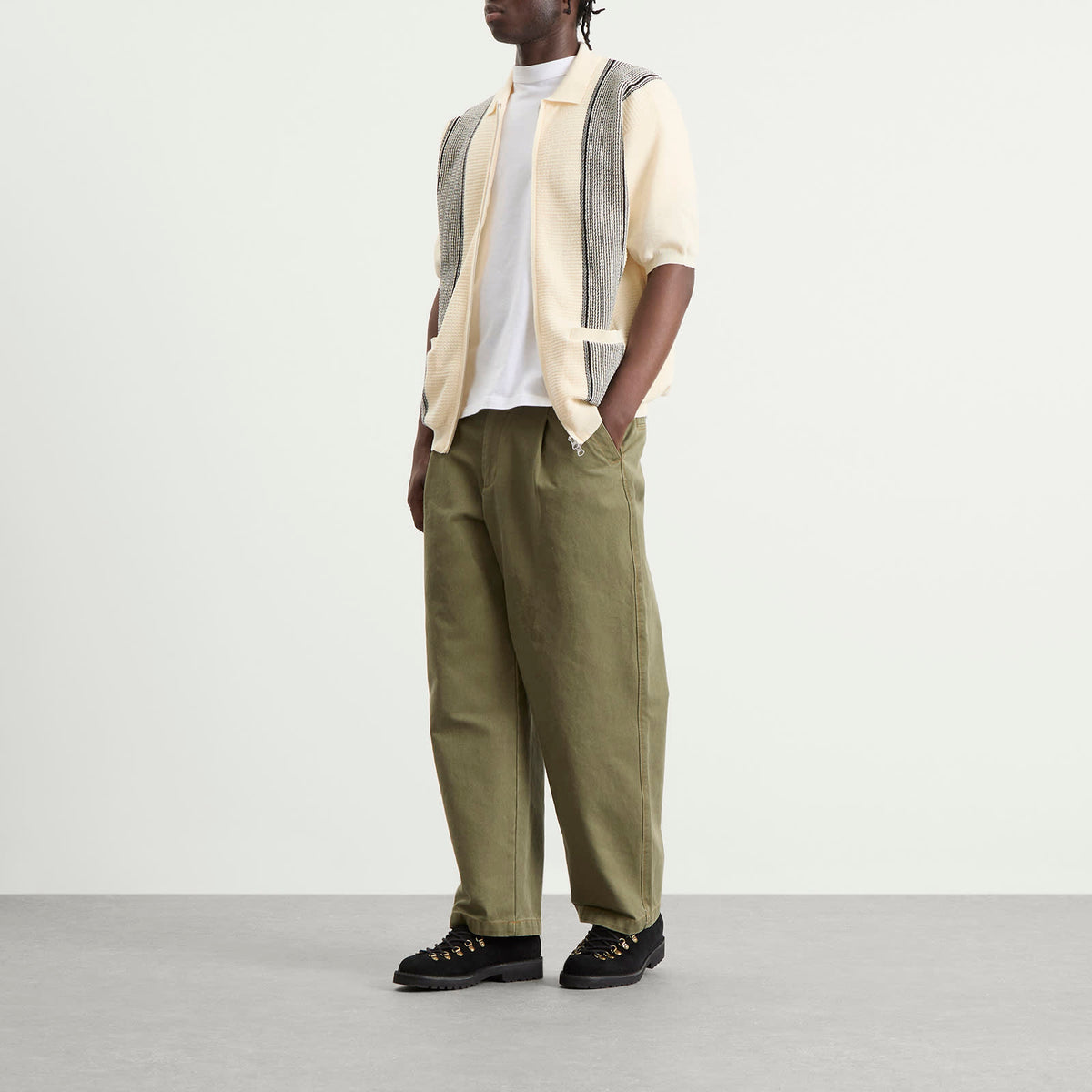 Beams Plus Stripe Zip Knit Polo