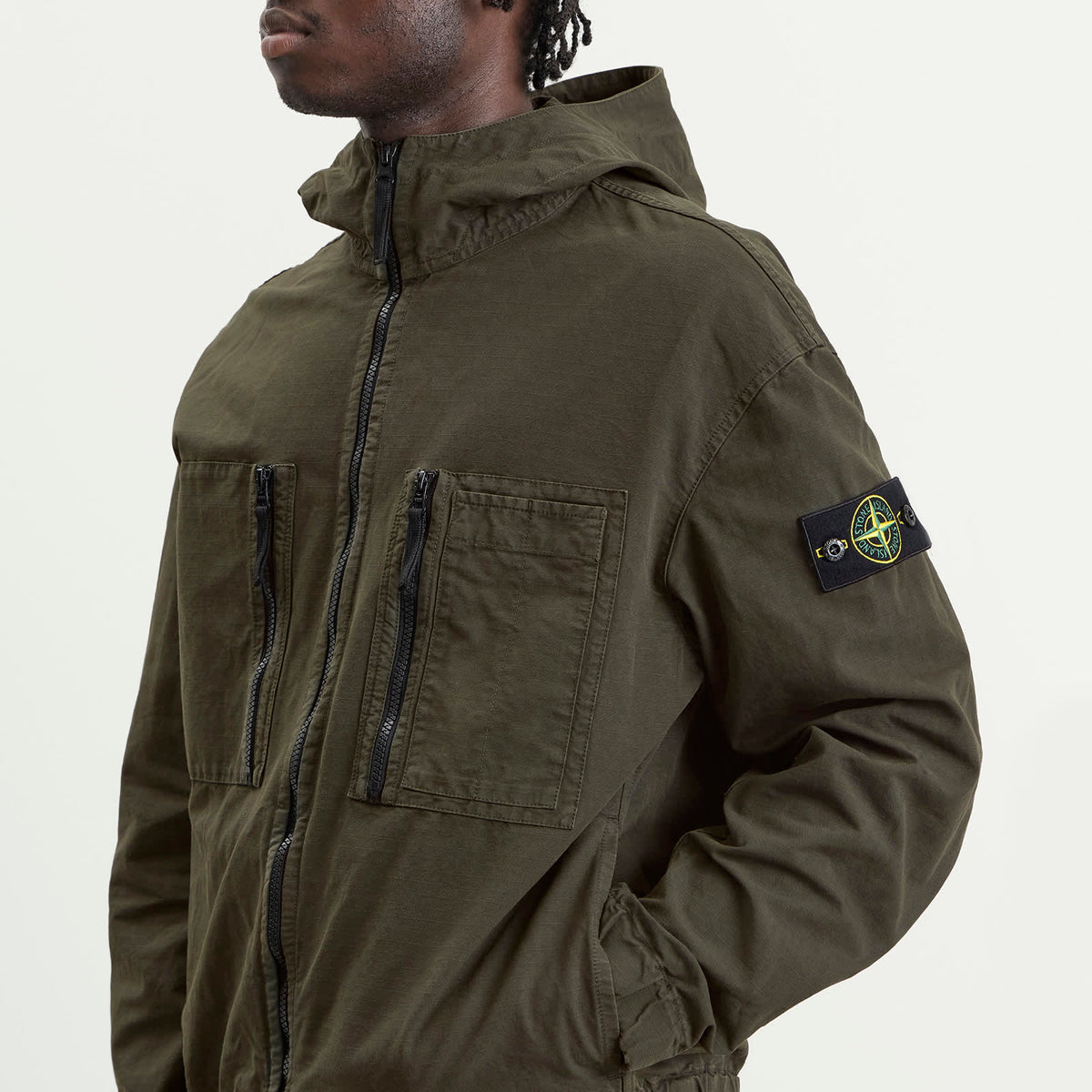 Stone Island Organic Cotton Ripstop Hooded Jacket