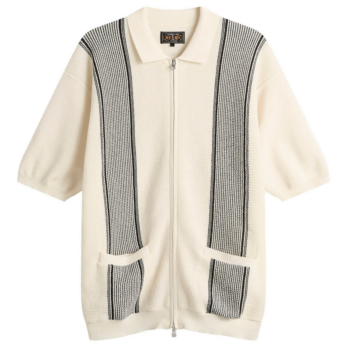 Beams Plus Stripe Zip Knit Polo