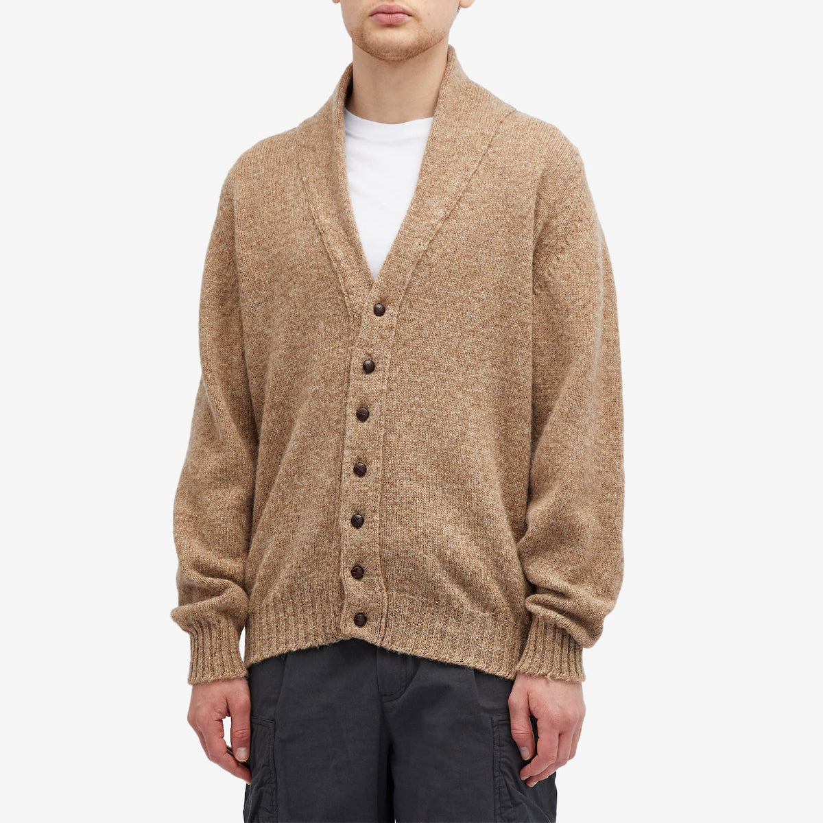 Jamieson's of Shetland Elbow Patch Shawl Collar Cardigan