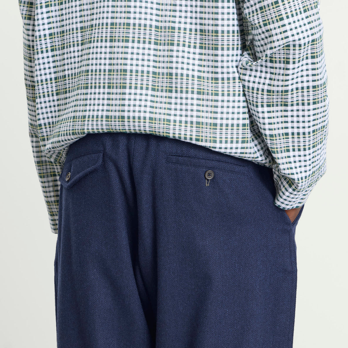 Universal Works Wool Herringbone Pleated Track Pant