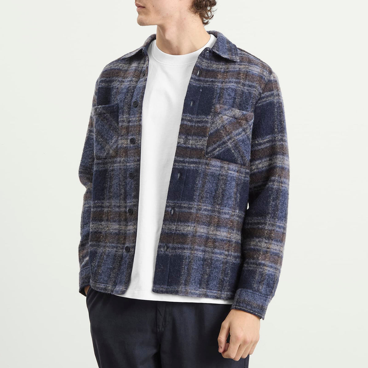 Wax London Whiting Check Wool Blend Overshirt