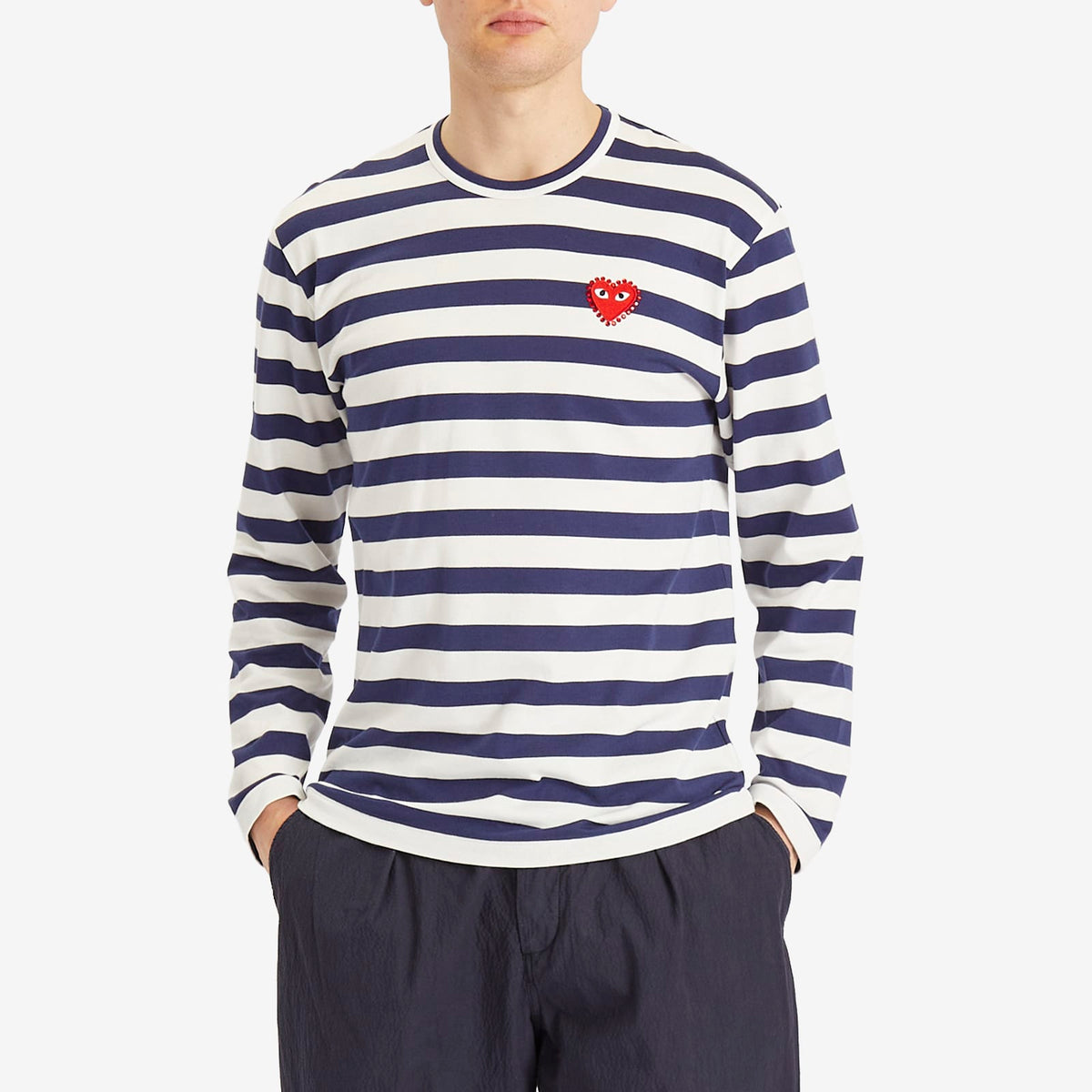 Comme des Garçons Play Studded Heart Long Sleeve T-Shirt