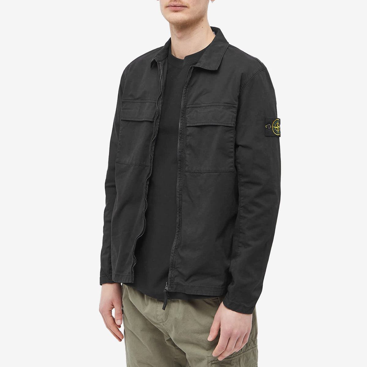 Stone Island Supima Cotton Twill Stretch-TC Zip Shirt Jacket