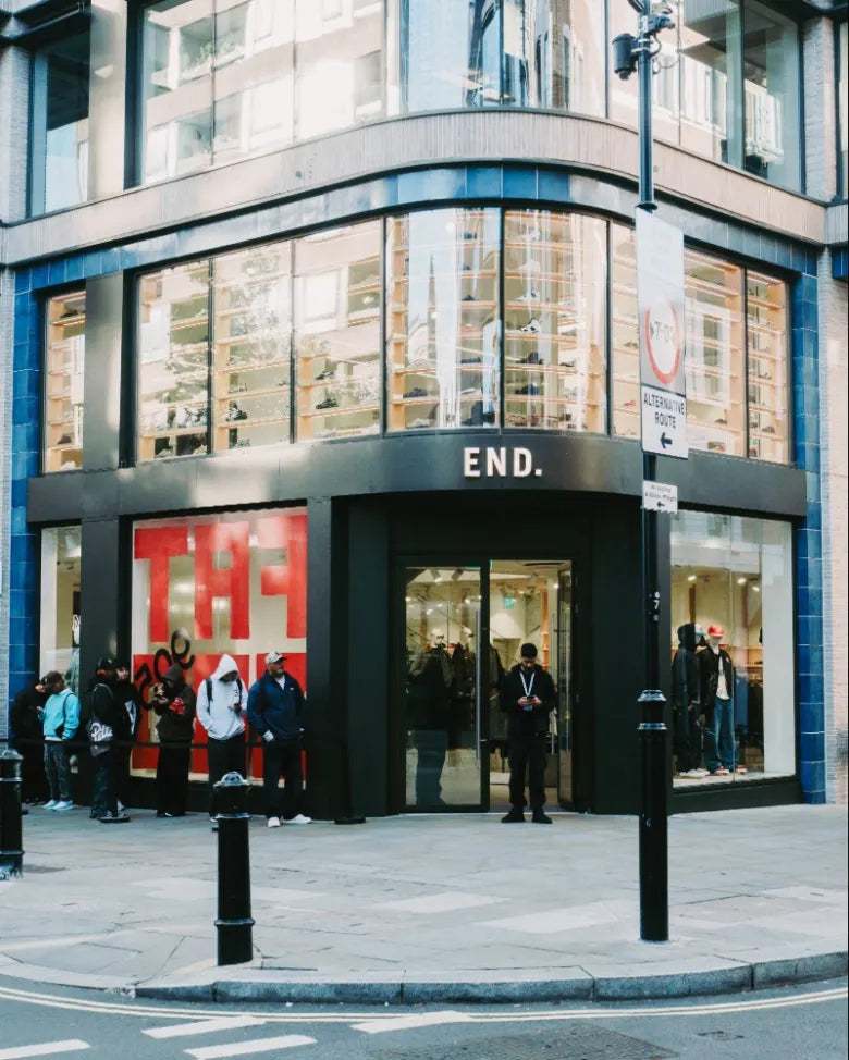 People queue outside END. Clothing Soho for the Air Jordan LDN Pack