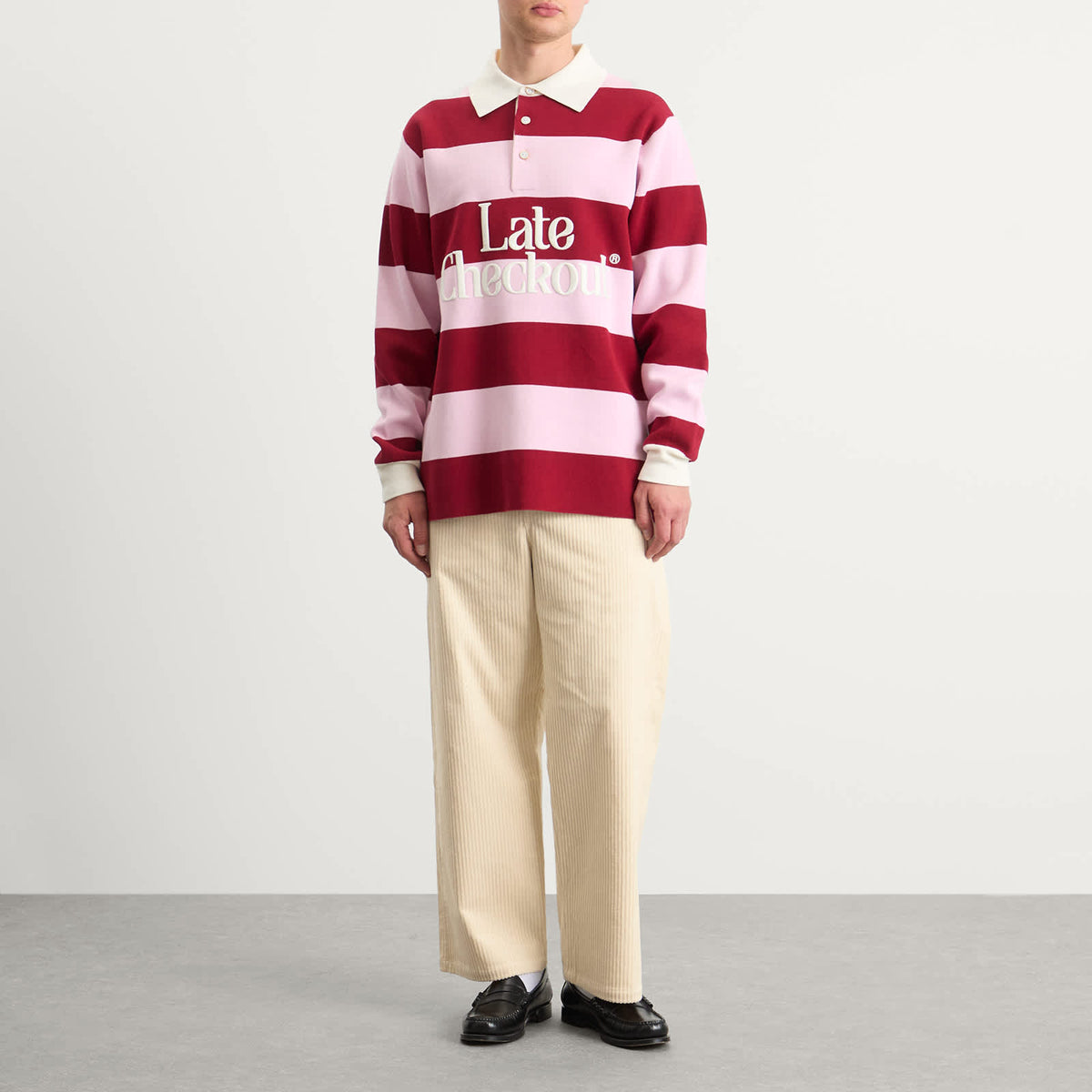 Late Checkout White Corduroy Work Trousers