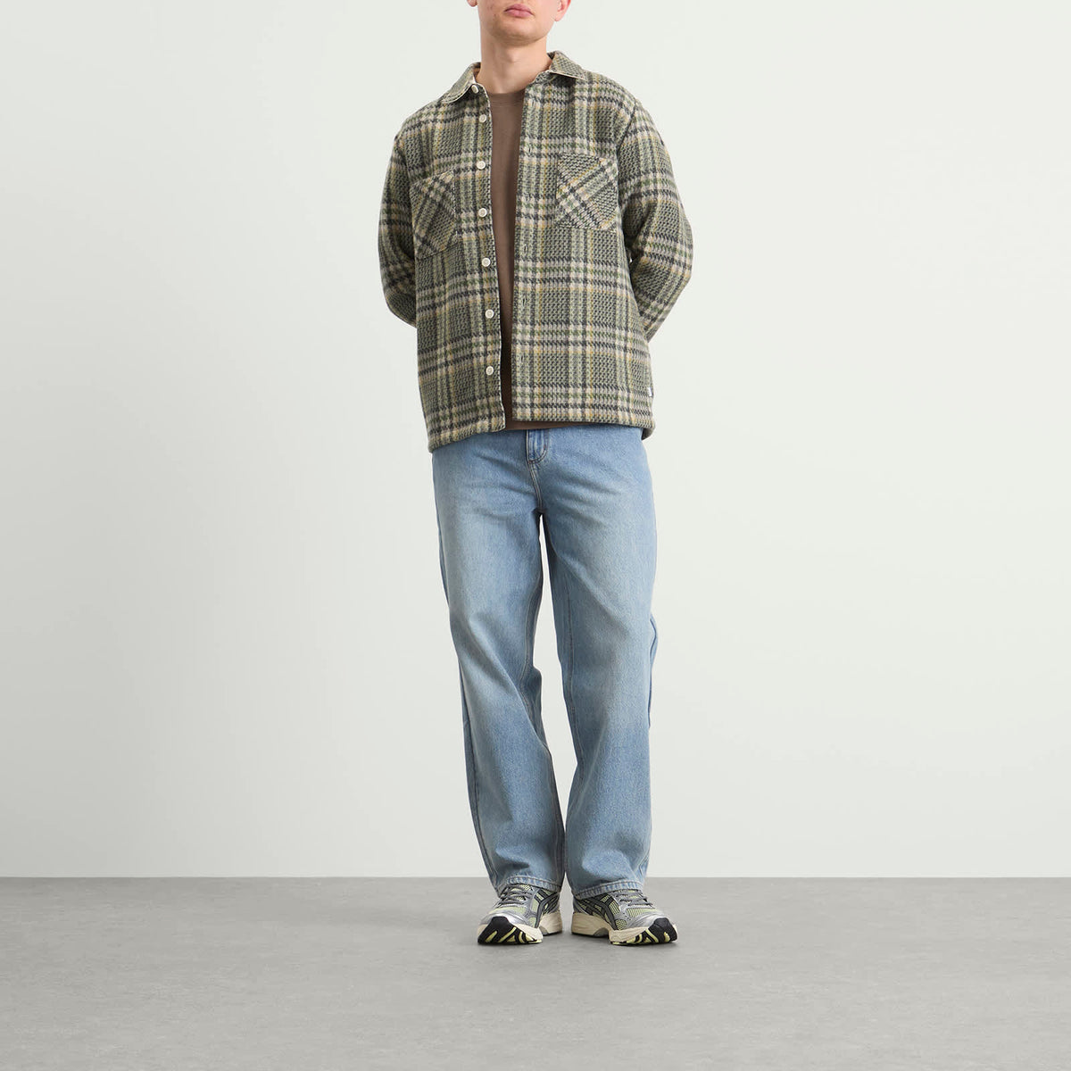 Wax London Whiting Check Wool Blend Overshirt