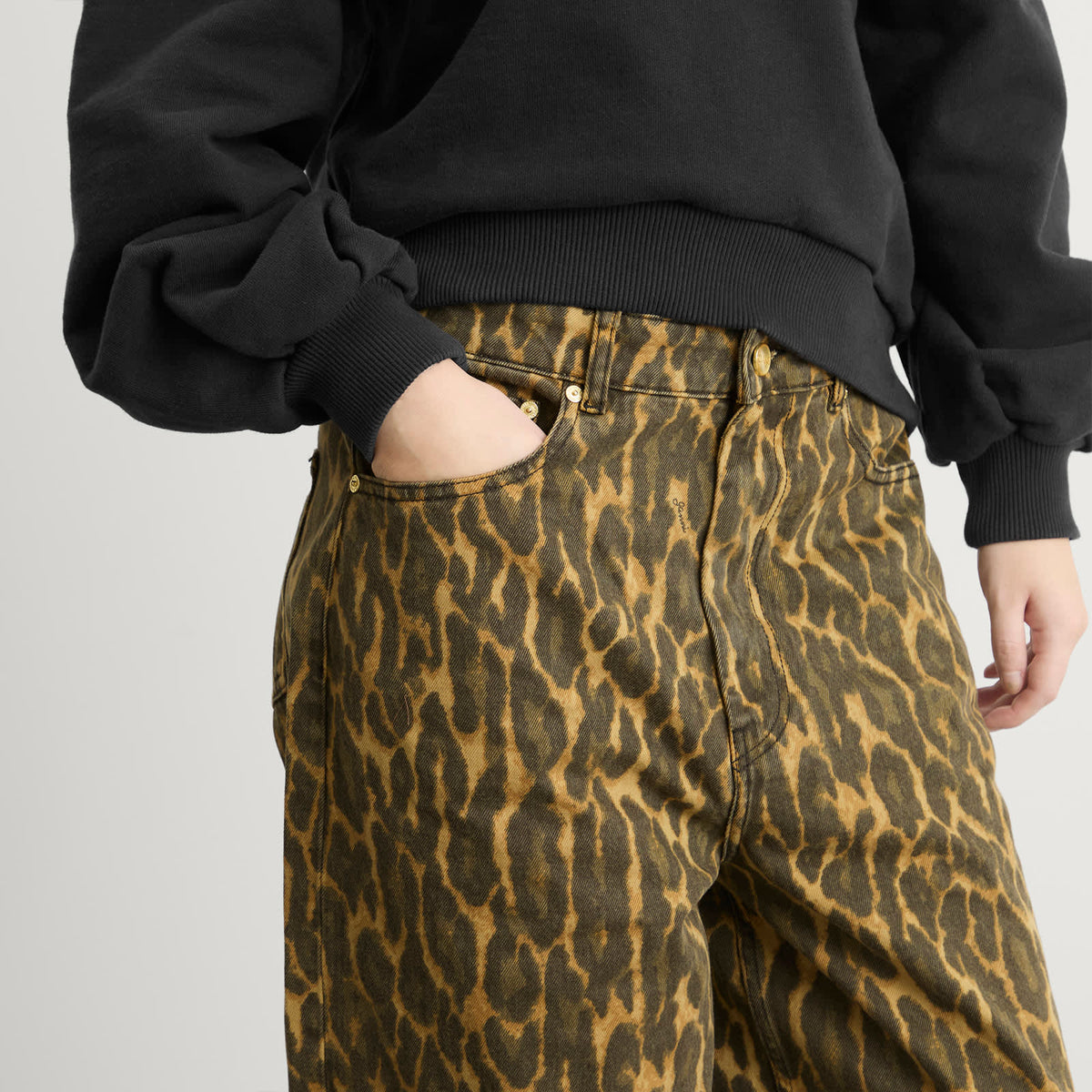 GANNI Print Denim Baggy Jeans