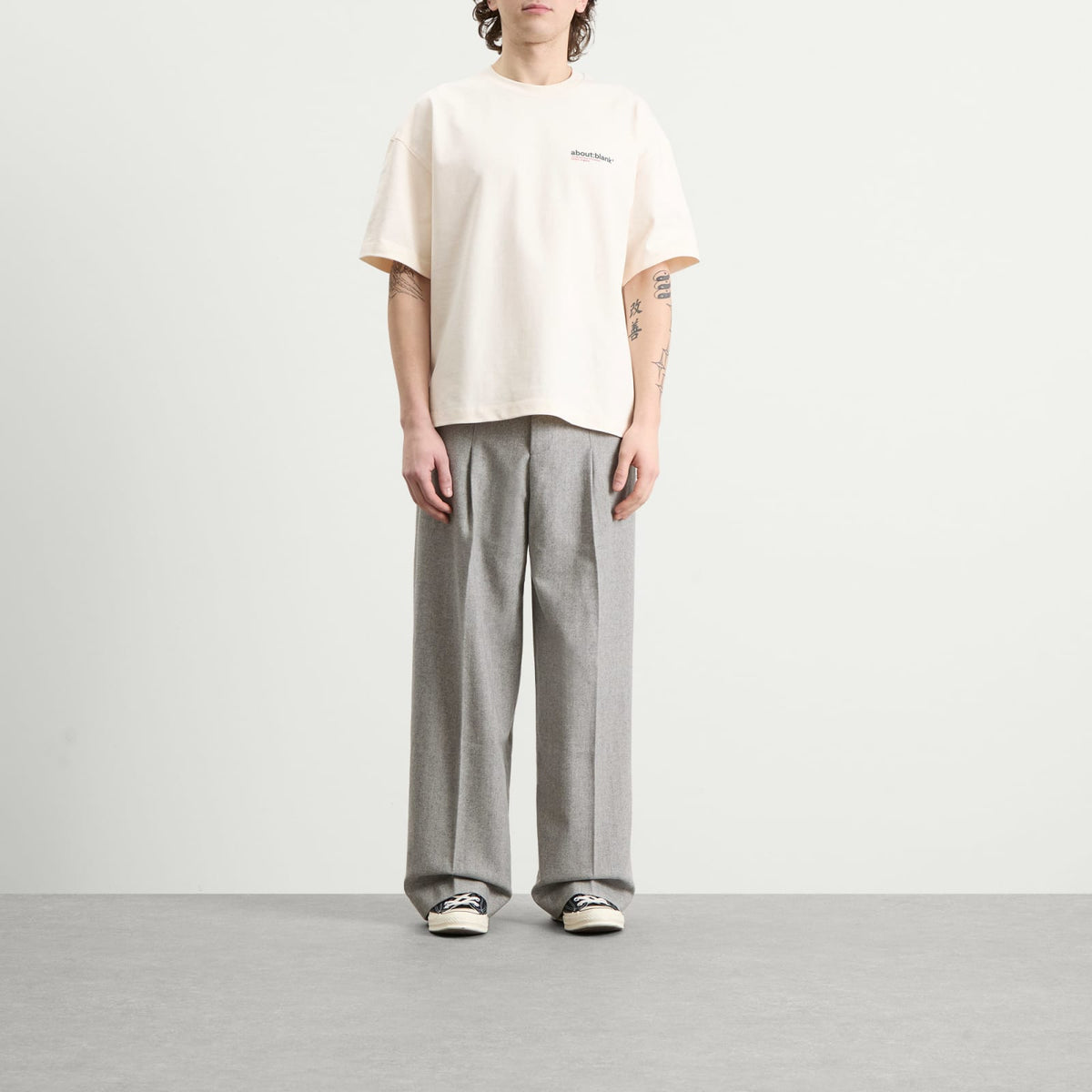 about:blank Herringbone Tailored Wide Leg Trouser