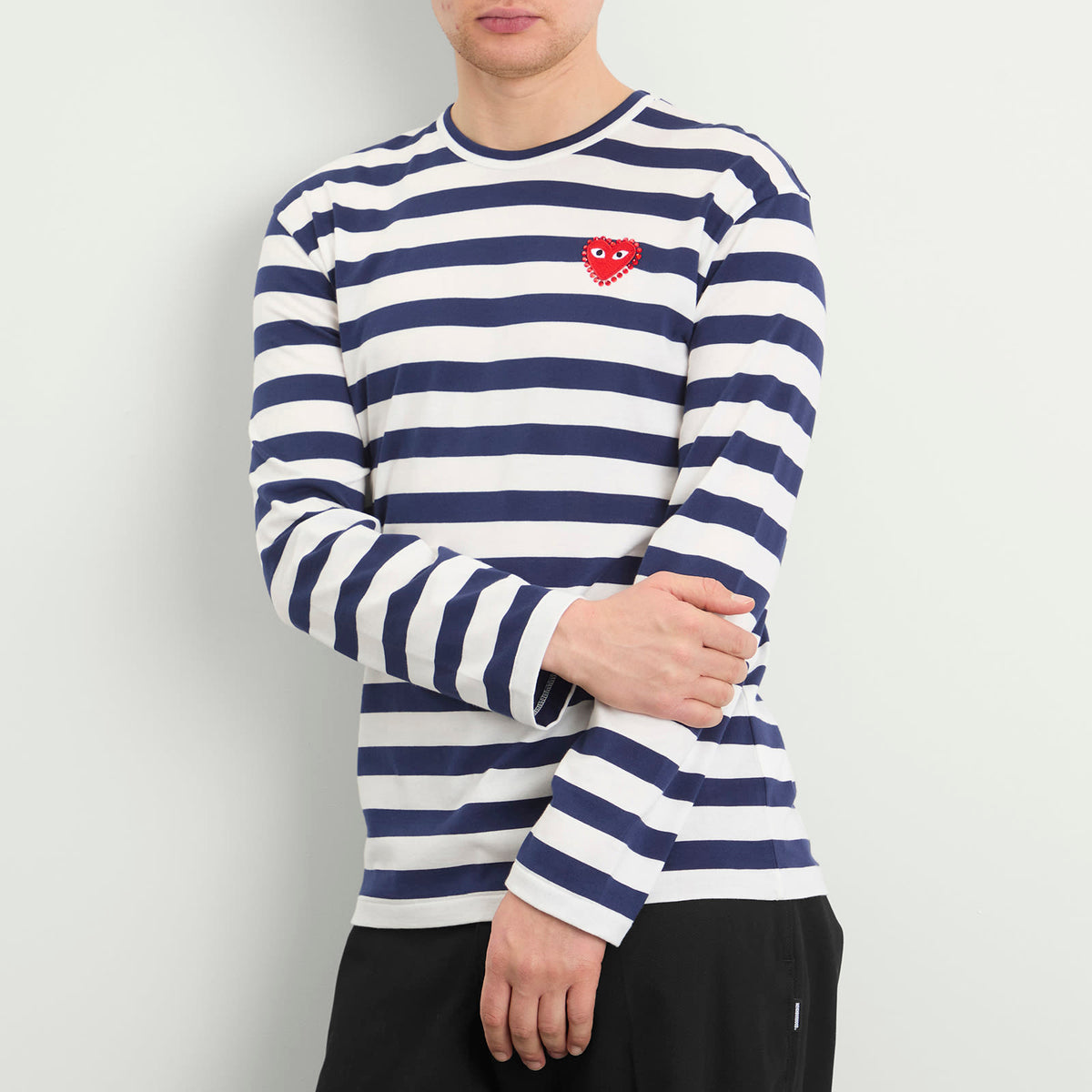 Comme des Garçons Play Studded Heart Long Sleeve T-Shirt