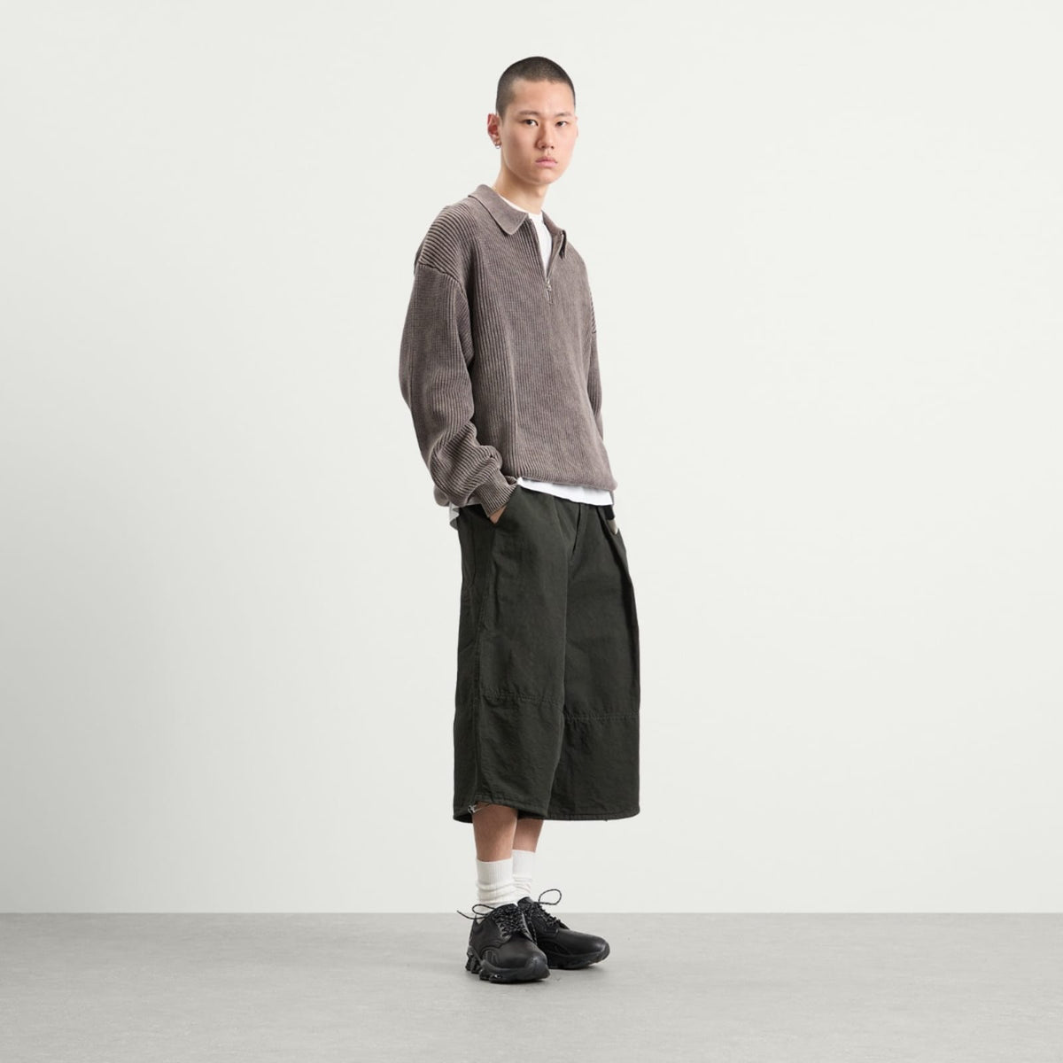 Bound Acid Wash Half Zip Pullover