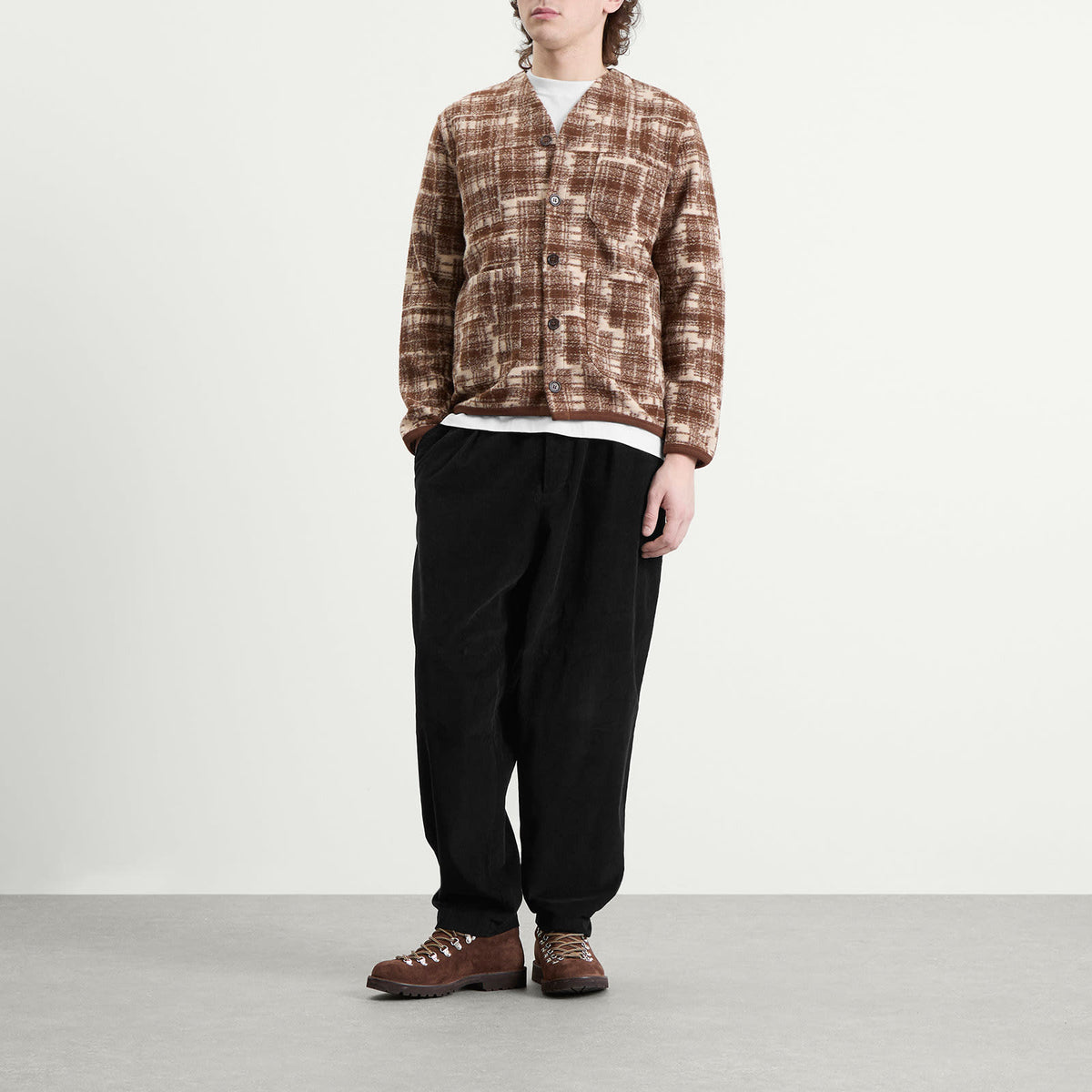 Universal Works Patch Check Fleece Cardigan
