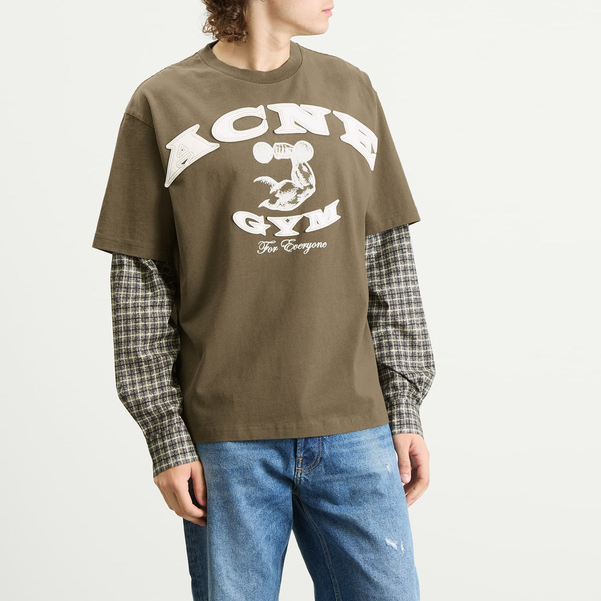 Acne Studios Exford U Long Sleeve Gym Bro Check Layered Tee