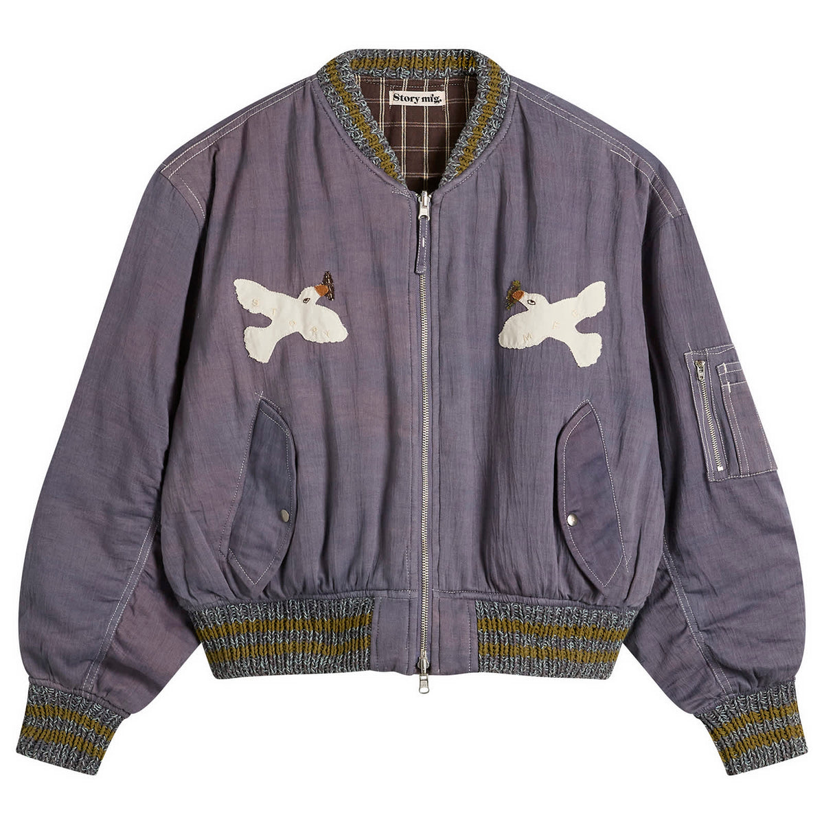 Story mfg. Hand Applique Purple Peace Seed Bomber