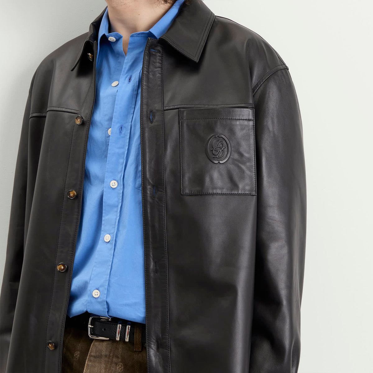 Drôle de Monsieur D Ornament Leather Shirt