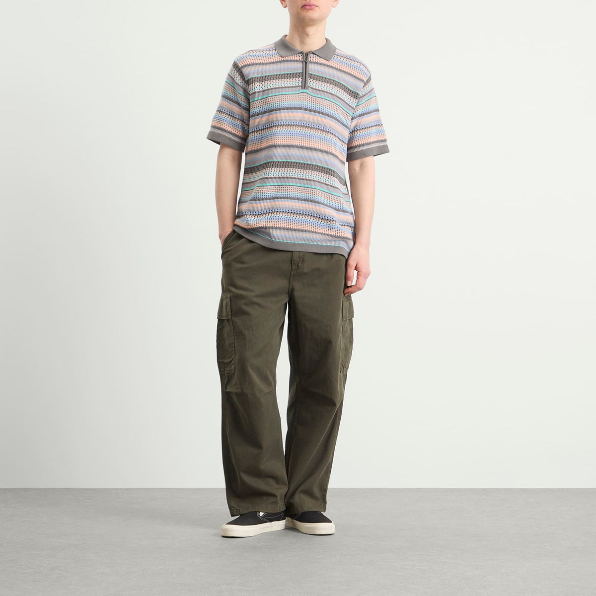 thisisneverthat Striped Knit Polo