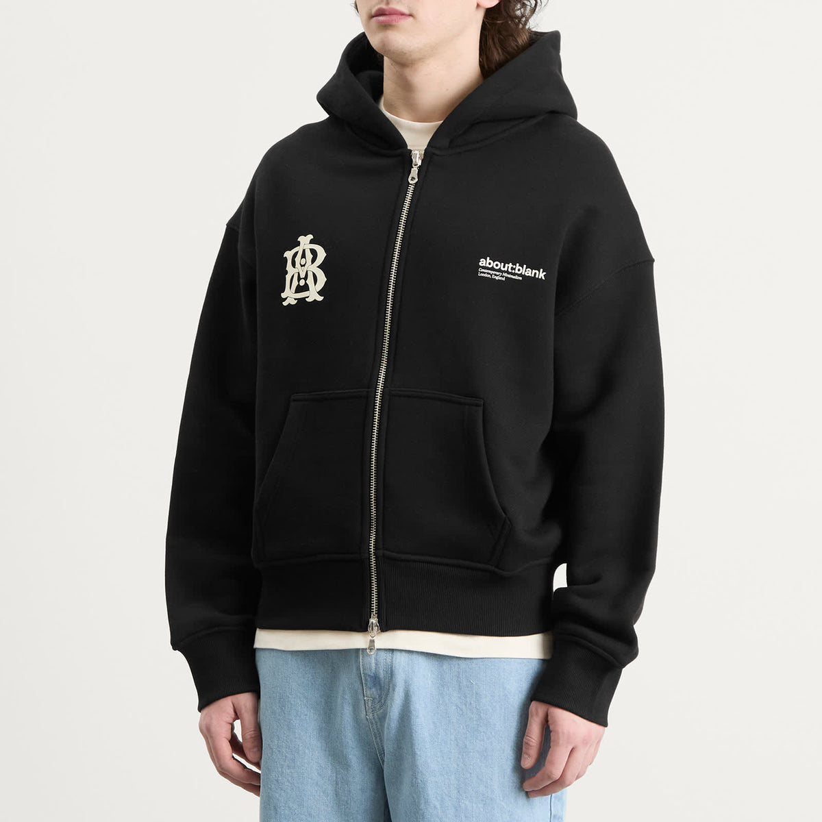 about:blank Dual Logo Zip Hoodie
