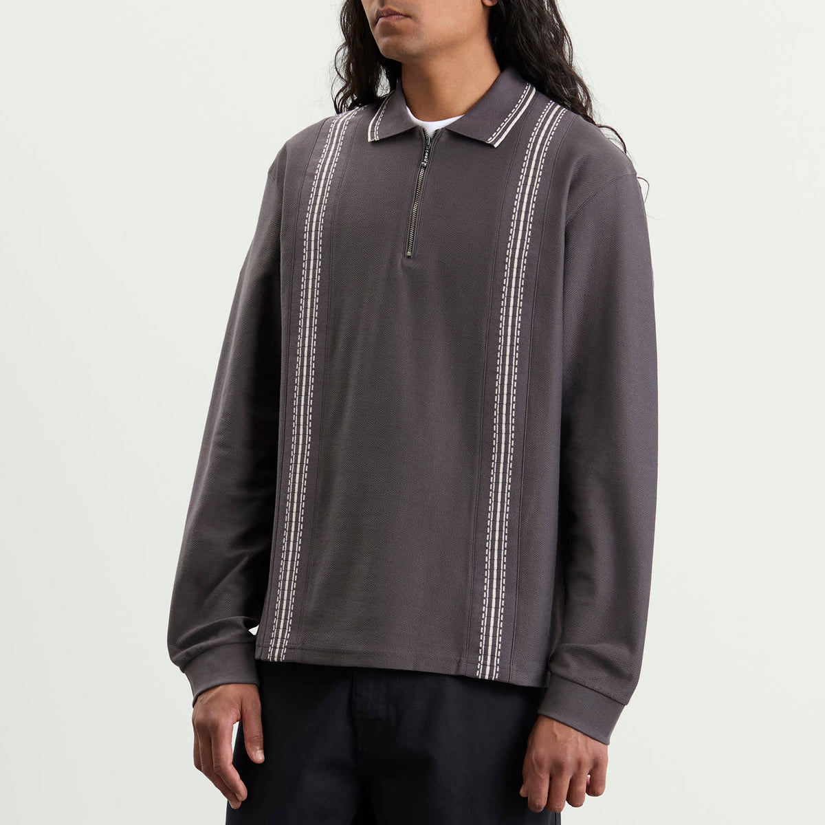 Palmes Panel Longsleeve Zip Polo