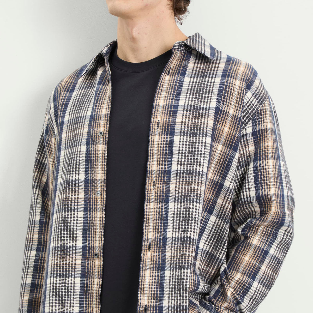Studio Nicholson View Brushed Check Long Sleeve Shirt