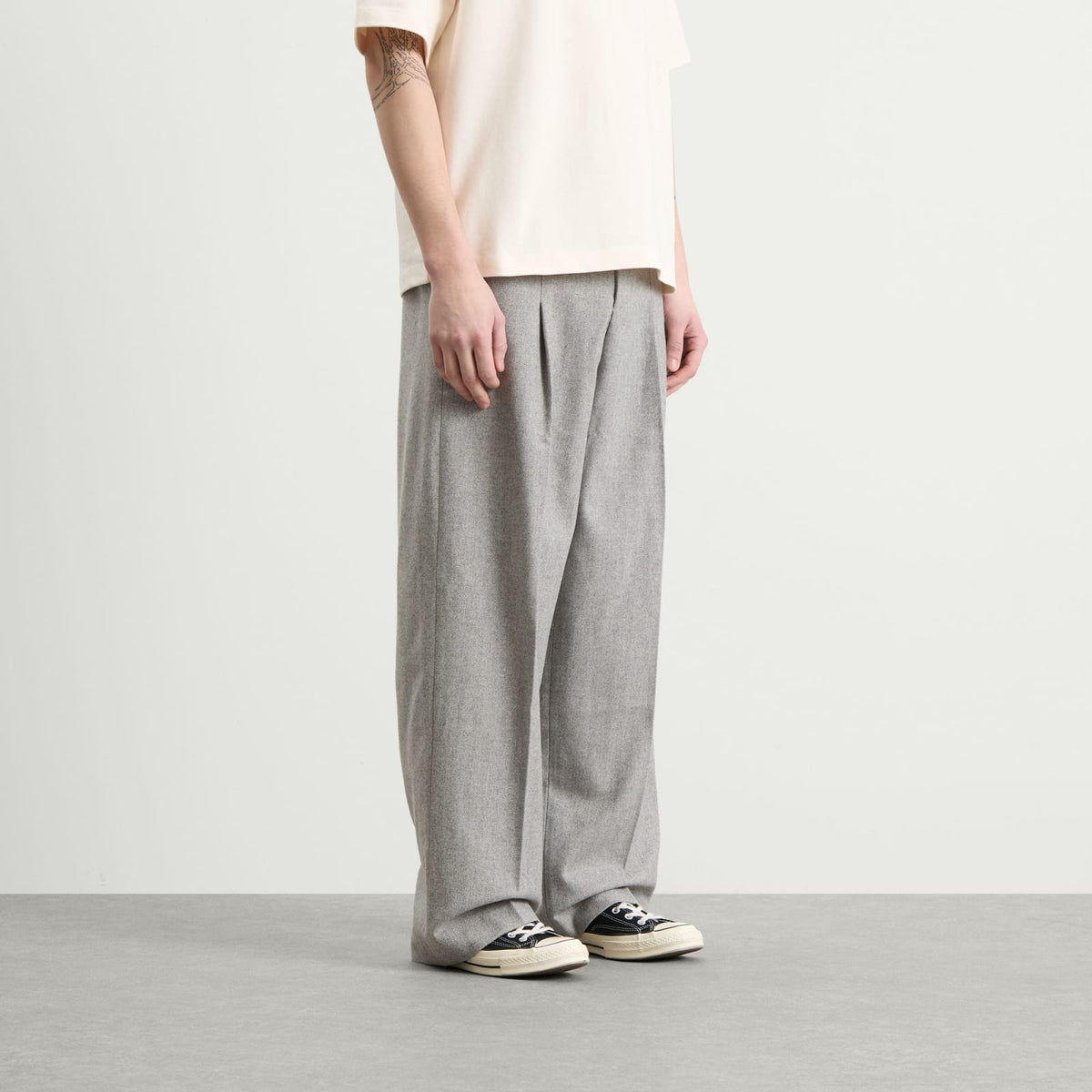 about:blank Herringbone Tailored Wide Leg Trouser